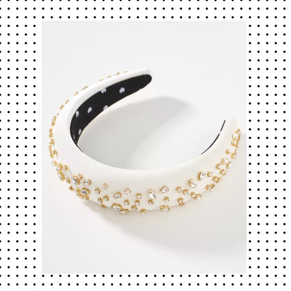 NWT Lele Sadoughi - Ivory Crystal Padded Headband - Picture 4 of 13